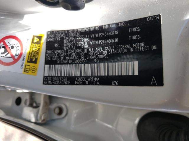 Photo 10 from auction – 2014 TOYOTA HIGHLANDER with VIN 5TDZARFH4ES006930
