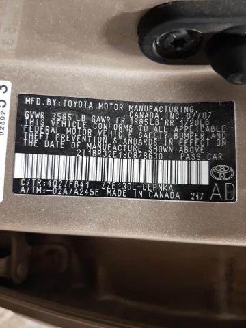 Photo 10 from auction – 2008 TOYOTA COROLLA CE with VIN 2T1BR32E18C878630