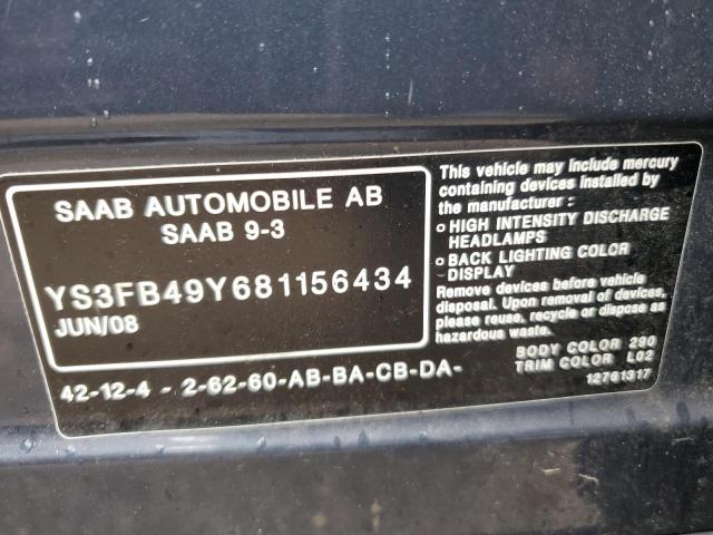 Photo 10 from auction – 2008 SAAB 9-3 2.0T with VIN YS3FB49Y681156434