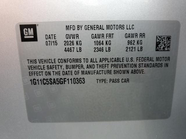 Photo 10 from auction – 2016 CHEVROLET MALIBU LIM with VIN 1G11C5SA5GF110363