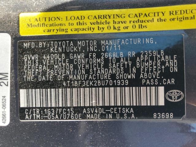 Photo 10 from auction – 2011 TOYOTA CAMRY BASE with VIN 4T1BF3EK2BU701939