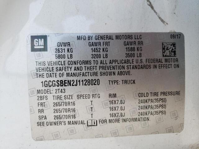 Photo 10 from auction – 2018 CHEVROLET COLORADO with VIN 1GCGSBEN2J1128020