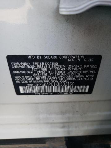 Photo 10 from auction – 2019 SUBARU FORESTER S with VIN JF2SKAPC1KH502160