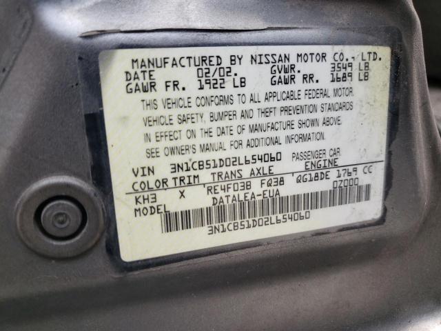Photo 10 from auction – 2002 NISSAN SENTRA XE with VIN 3N1CB51D02L654060