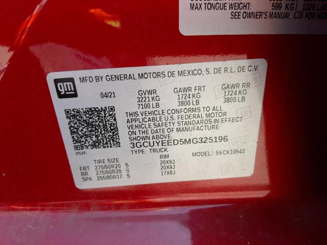 Photo 10 from auction – 2021 CHEVROLET SILVERADO with VIN 3GCUYEED5MG325196