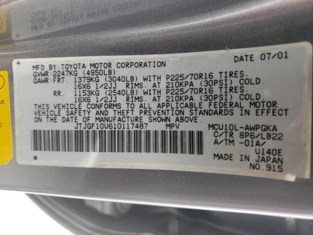 Zdjęcie 10 z aukcji – 2001 LEXUS RX 300 z VIN JTJGF10U610117487