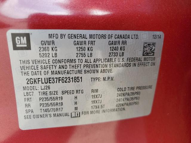 Photo 10 from auction – 2015 GMC TERRAIN DE with VIN 2GKFLUE37F6231851