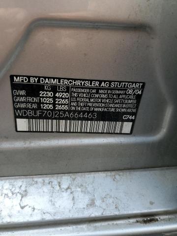 Photo 10 from auction – 2005 MERCEDES-BENZ E 500 with VIN WDBUF70J25A664463