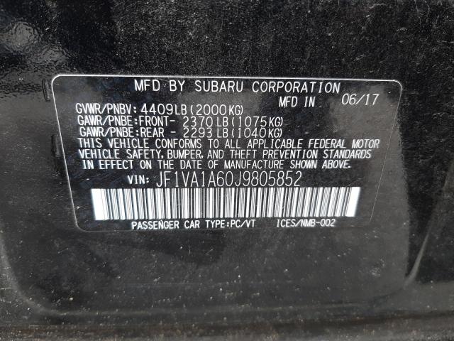 Photo 10 from auction – 2018 SUBARU WRX with VIN JF1VA1A60J9805852