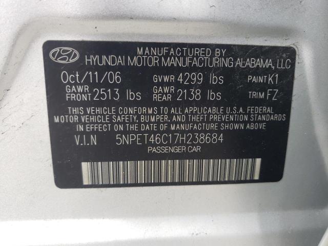 Photo 10 from auction – 2007 HYUNDAI SONATA GLS with VIN 5NPET46C17H238684