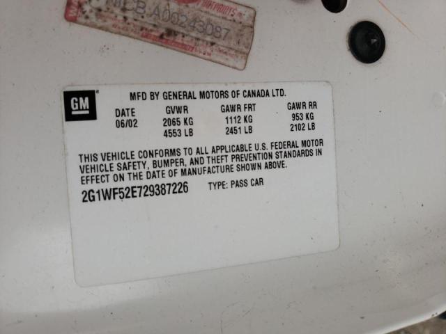 Photo 10 from auction – 2002 CHEVROLET IMPALA with VIN 2G1WF52E729387226