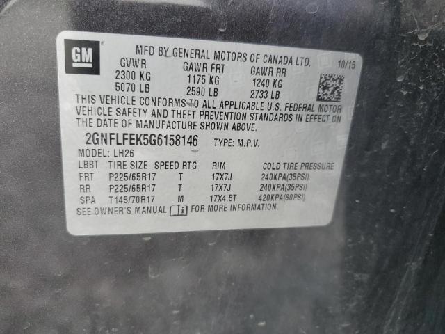 Photo 10 from auction – 2016 CHEVROLET EQUINOX LT with VIN 2GNFLFEK5G6158146