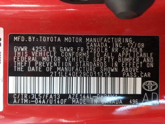 Photo 10 from auction – 2009 TOYOTA COROLLA MA with VIN 2T1LE40E29C011313