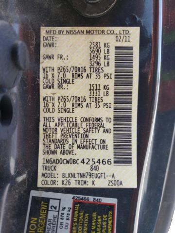 Photo 10 from auction – 2011 NISSAN FRONTIER S with VIN 1N6AD0CW0BC425466