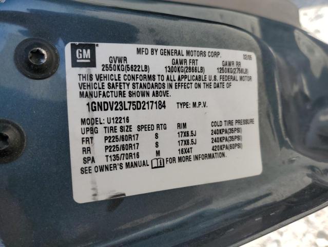 Photo 10 from auction – 2005 CHEVROLET UPLANDER L with VIN 1GNDV23L75D217184