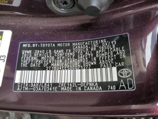 Photo 10 from auction – 2013 TOYOTA COROLLA BA with VIN 2T1BU4EE5DC071277