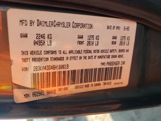 Photo 10 from auction – 2006 DODGE CHARGER SE with VIN 2B3KA43G46H160619