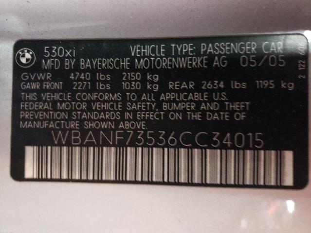 Photo 10 from auction – 2006 BMW 530 XI with VIN WBANF73536CC34015
