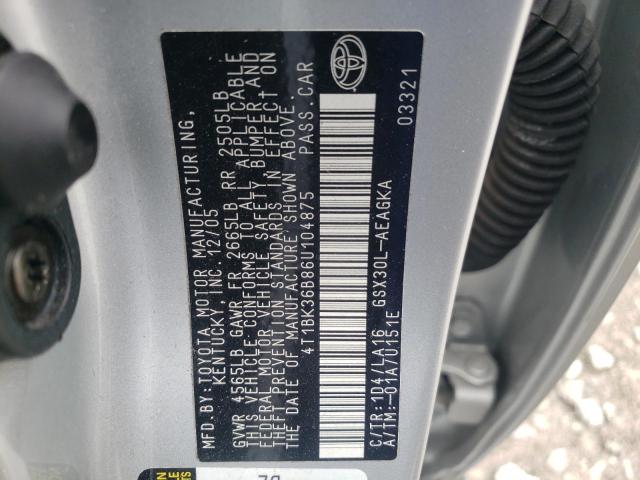 Photo 10 from auction – 2006 TOYOTA AVALON XL with VIN 4T1BK36B86U104875