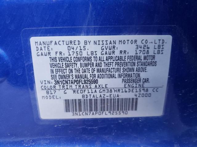 Photo 10 from auction – 2015 NISSAN VERSA S with VIN 3N1CN7AP0FL925590