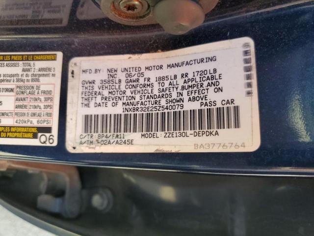 Photo 10 from auction – 2005 TOYOTA COROLLA CE with VIN 1NXBR32E25Z540079
