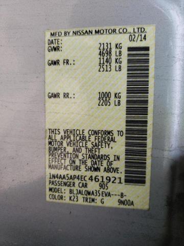 Photo 10 from auction – 2014 NISSAN MAXIMA S with VIN 1N4AA5AP4EC461921