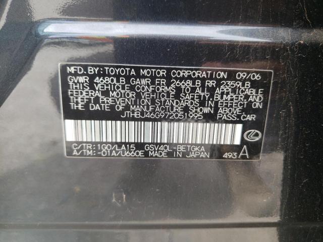 Photo 10 from auction – 2007 LEXUS ES 350 with VIN JTHBJ46G972051995