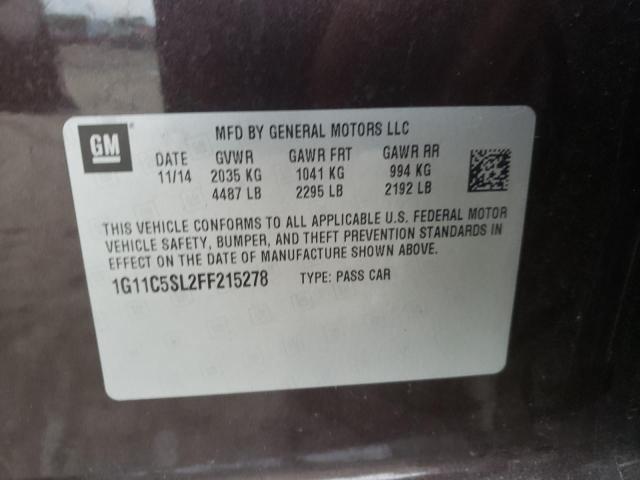 Photo 10 from auction – 2015 CHEVROLET MALIBU 1LT with VIN 1G11C5SL2FF215278