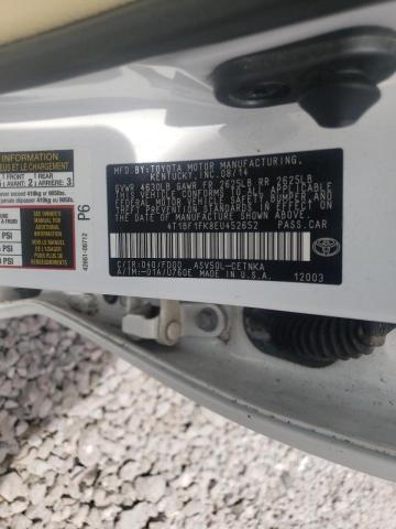Photo 10 from auction – 2014 TOYOTA CAMRY L with VIN 4T1BF1FK8EU452652