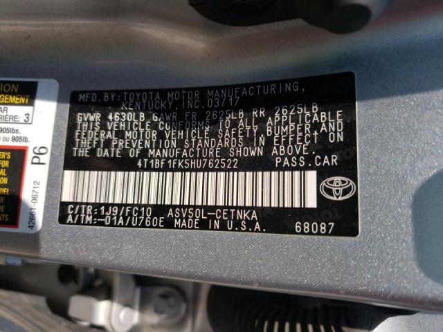 Photo 10 from auction – 2017 TOYOTA CAMRY LE with VIN 4T1BF1FK5HU762522