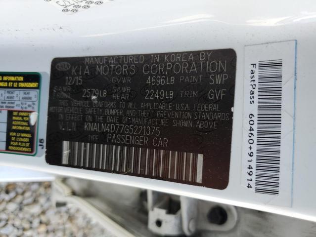 Photo 10 from auction – 2016 KIA CADENZA LU with VIN KNALN4D77G5221375