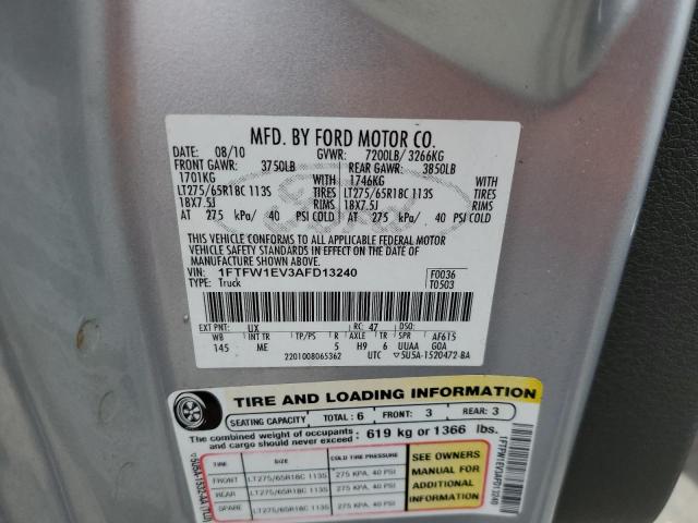 Photo 10 from auction – 2010 FORD F150 SUPER with VIN 1FTFW1EV3AFD13240