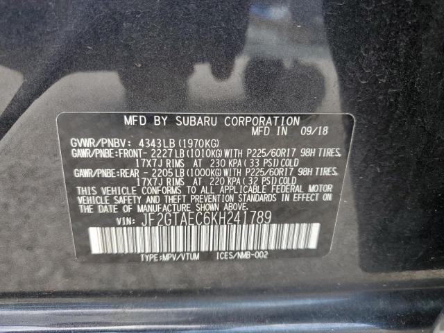 Photo 10 from auction – 2019 SUBARU CROSSTREK with VIN JF2GTAEC6KH241789