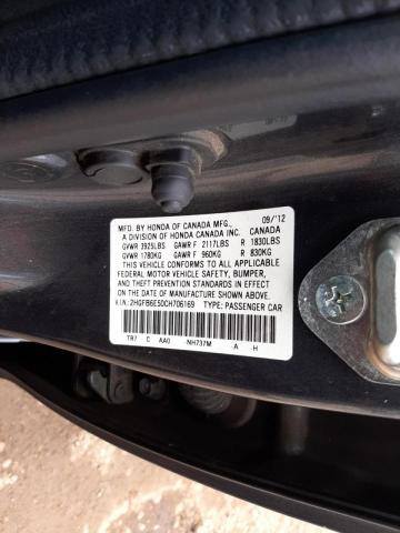 Photo 10 from auction – 2012 HONDA CIVIC SI with VIN 2HGFB6E50CH706169