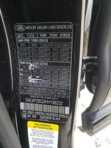Photo 10 from auction – 2017 LAND ROVER RANGE ROVE with VIN SALVP2BG3HH198232