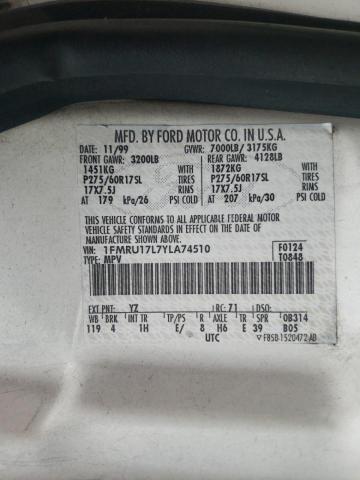 Photo 10 from auction – 2000 FORD EXPEDITION with VIN 1FMRU17L7YLA74510