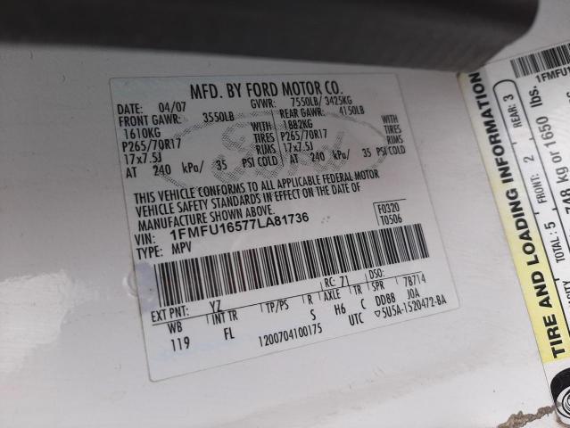 Photo 10 from auction – 2007 FORD EXPEDITION with VIN 1FMFU16577LA81736