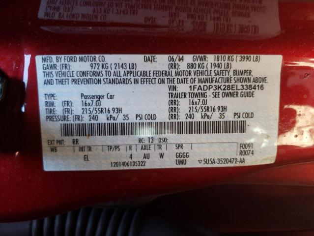 Photo 10 from auction – 2014 FORD FOCUS SE with VIN 1FADP3K28EL338416