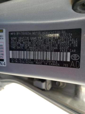 Zdjęcie 10 z aukcji – 2005 TOYOTA COROLLA MA z VIN 2T1KR30E35C378970