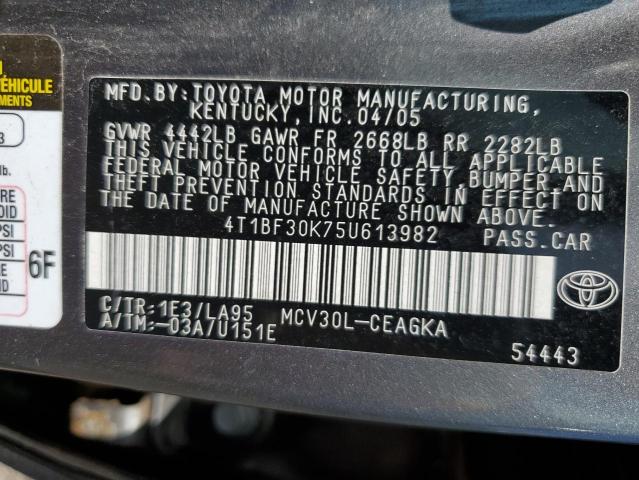 Photo 10 from auction – 2005 TOYOTA CAMRY LE with VIN 4T1BF30K75U613982