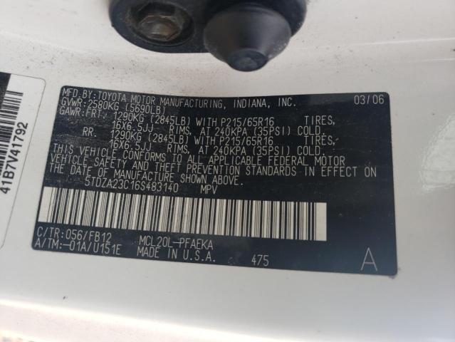 Photo 10 from auction – 2006 TOYOTA SIENNA CE with VIN 5TDZA23C16S483140