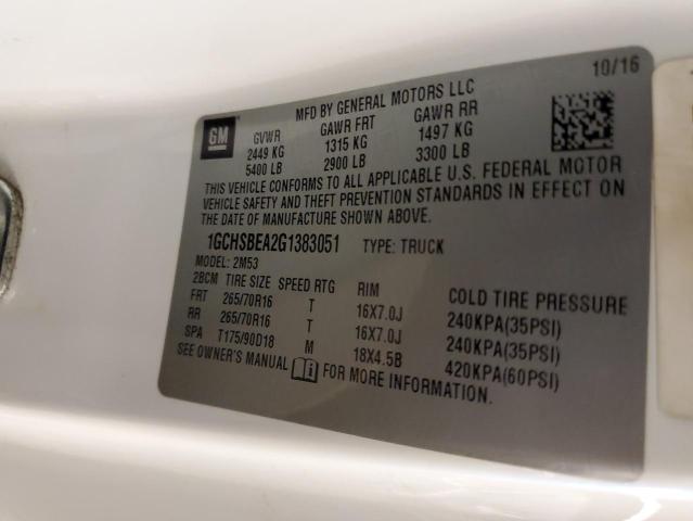 Photo 10 from auction – 2016 CHEVROLET COLORADO with VIN 1GCHSBEA2G1383051