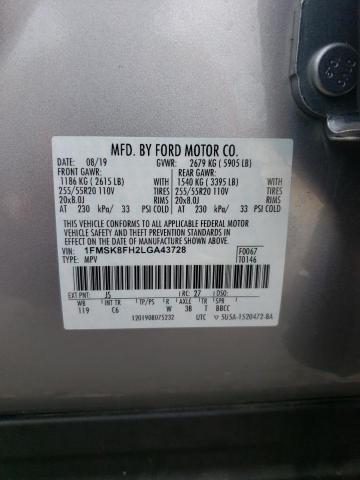 Photo 10 from auction – 2020 FORD EXPLORER L with VIN 1FMSK8FH2LGA43728
