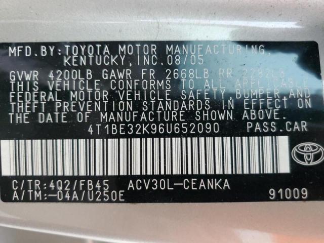 Photo 10 from auction – 2006 TOYOTA CAMRY LE with VIN 4T1BE32K96U652090