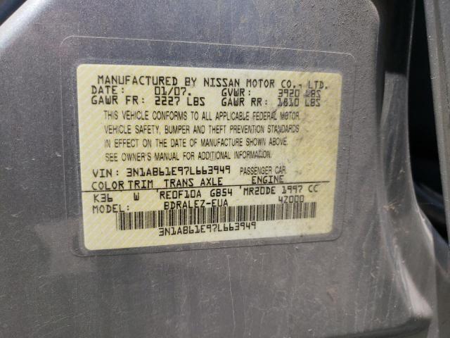 Photo 10 from auction – 2007 NISSAN SENTRA 2.0 with VIN 3N1AB61E97L663949