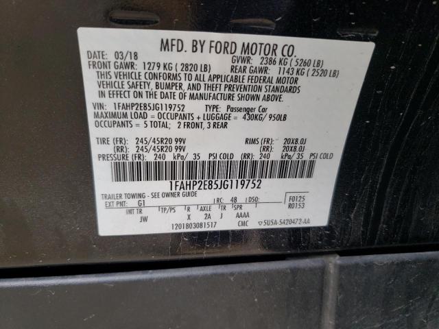 Photo 10 from auction – 2018 FORD TAURUS SEL with VIN 1FAHP2E85JG119752