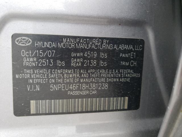 Photo 10 from auction – 2008 HYUNDAI SONATA SE with VIN 5NPEU46F18H381238
