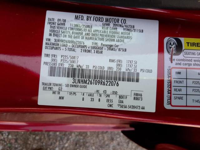 Photo 10 from auction – 2009 LINCOLN MKZ with VIN 3LNHM26T09R622076