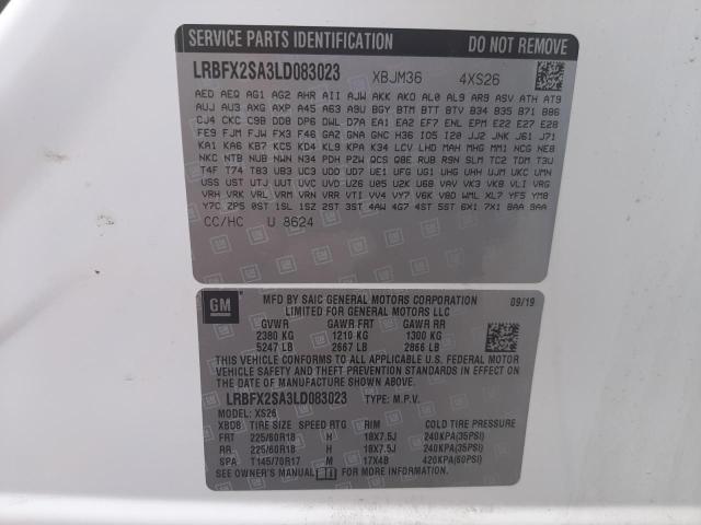 Photo 10 from auction – 2020 BUICK ENVISION E with VIN LRBFX2SA3LD083023