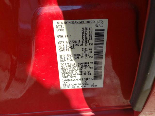 Photo 10 from auction – 2010 NISSAN FRONTIER C with VIN 1N6AD0EV5AC423876
